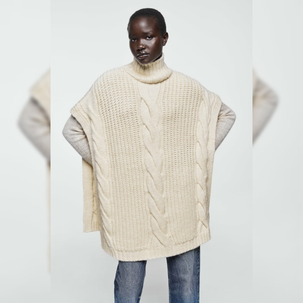 Zara Cable Knit Cape/Poncho